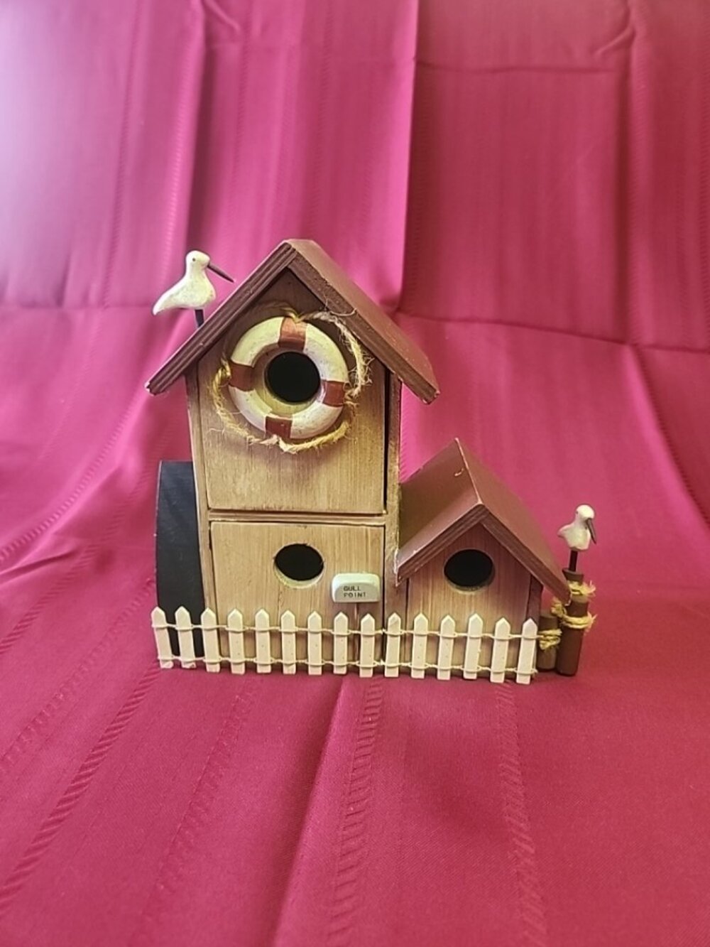 Vintage Coastal Wooden Birdhouse Trinket Box Drawer Organizer Decor